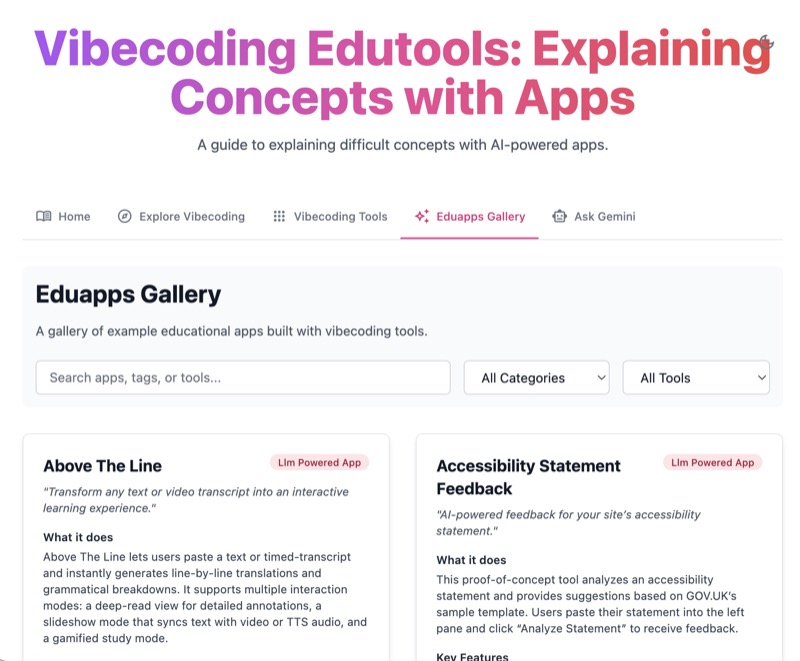 Screenshot of the guide Edutools: Explaining Concepts with Apps