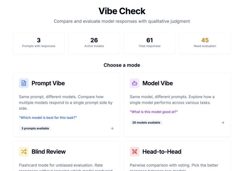 Model Vibe Check screenshot