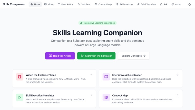 Screenshot of the guide Skills Learning Companion